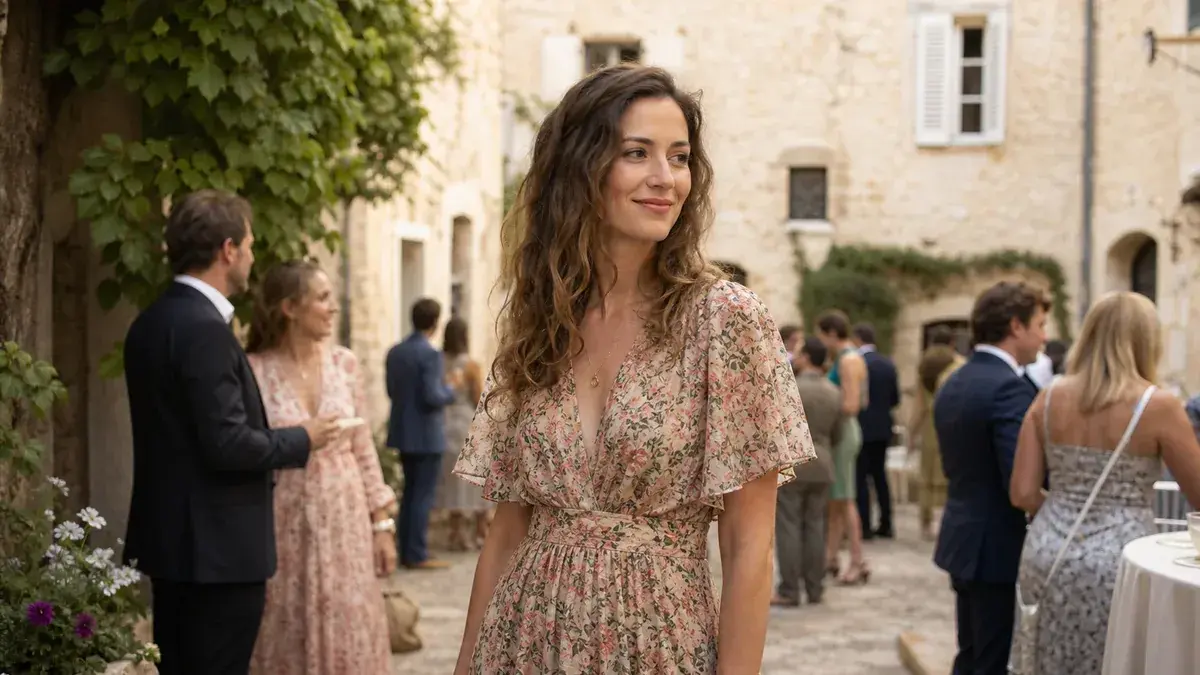 Robe champêtre pour une invitée de mariage : matières, imprimés et idées de tenues