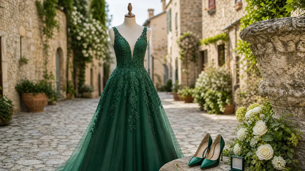 Robe verte pour un mariage : nuances, chaussures et accessoires à associer